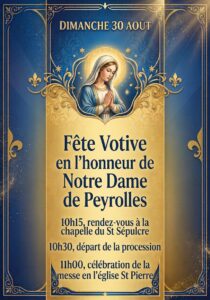 affiche qui présente la fête votive de Peyrolles-en-Provence du 30 août 2026